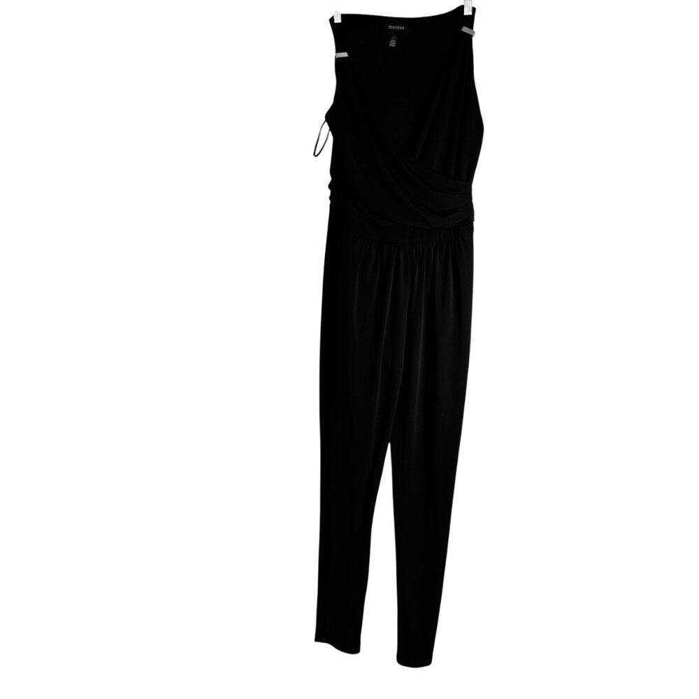 White House Black Market Black Sleeveless Wrap Jumpsuit Size 0 Elegant One-Piece - Picture 2 of 9
